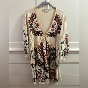 Zara Embroidered Linen Dress